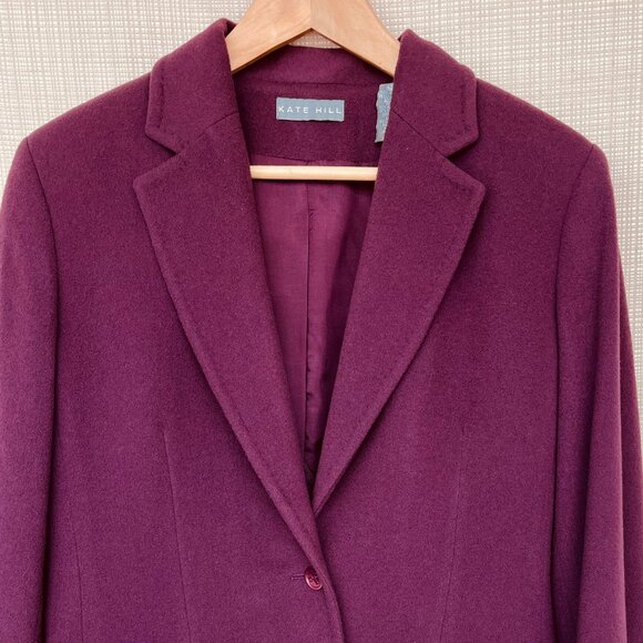 Vintage Cashmere Wool Longline Blazer Two Button Vintage Woolmark Blend Size 6 - Picture 5 of 16
